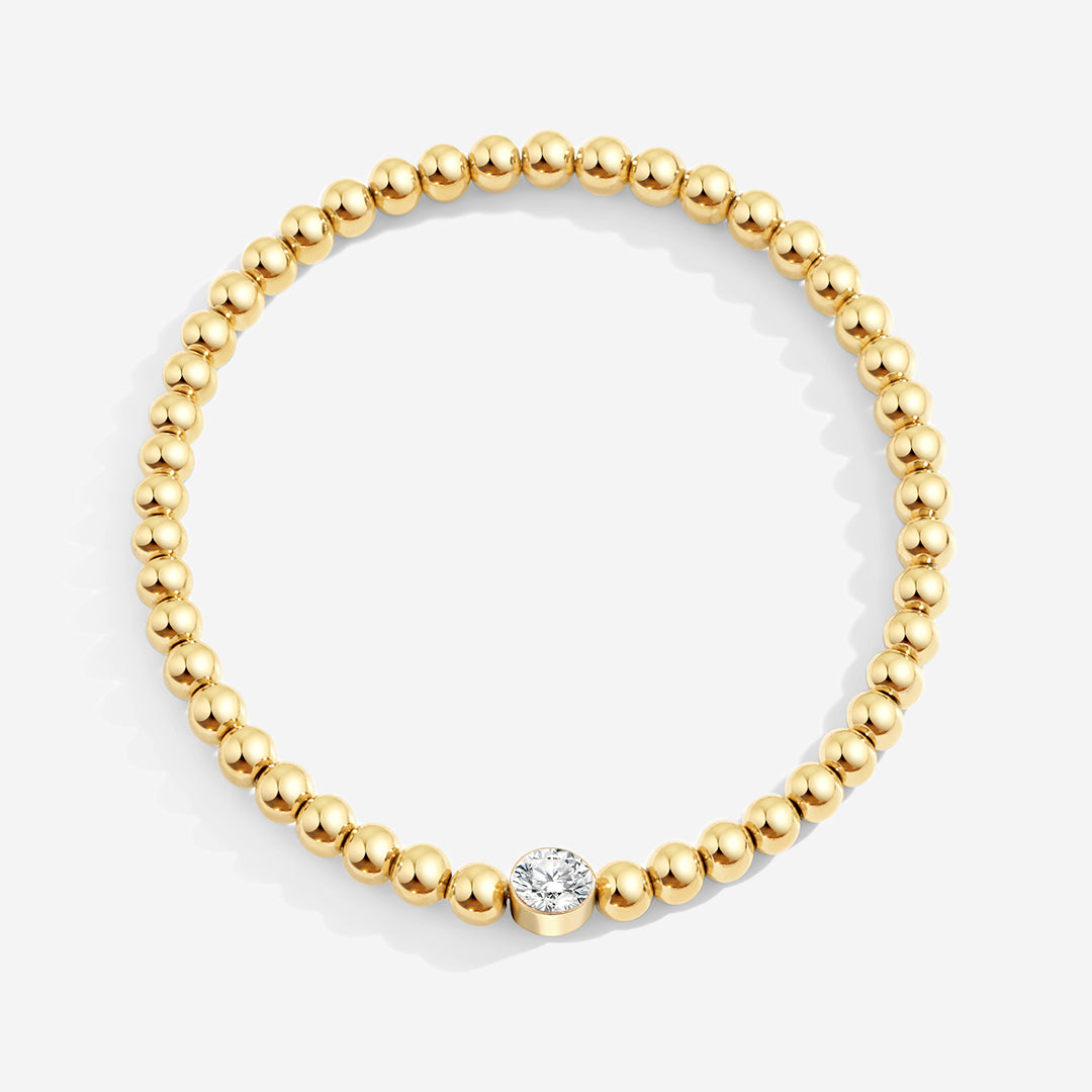 Vergoldetes Perlenarmband mit Geburtsstein