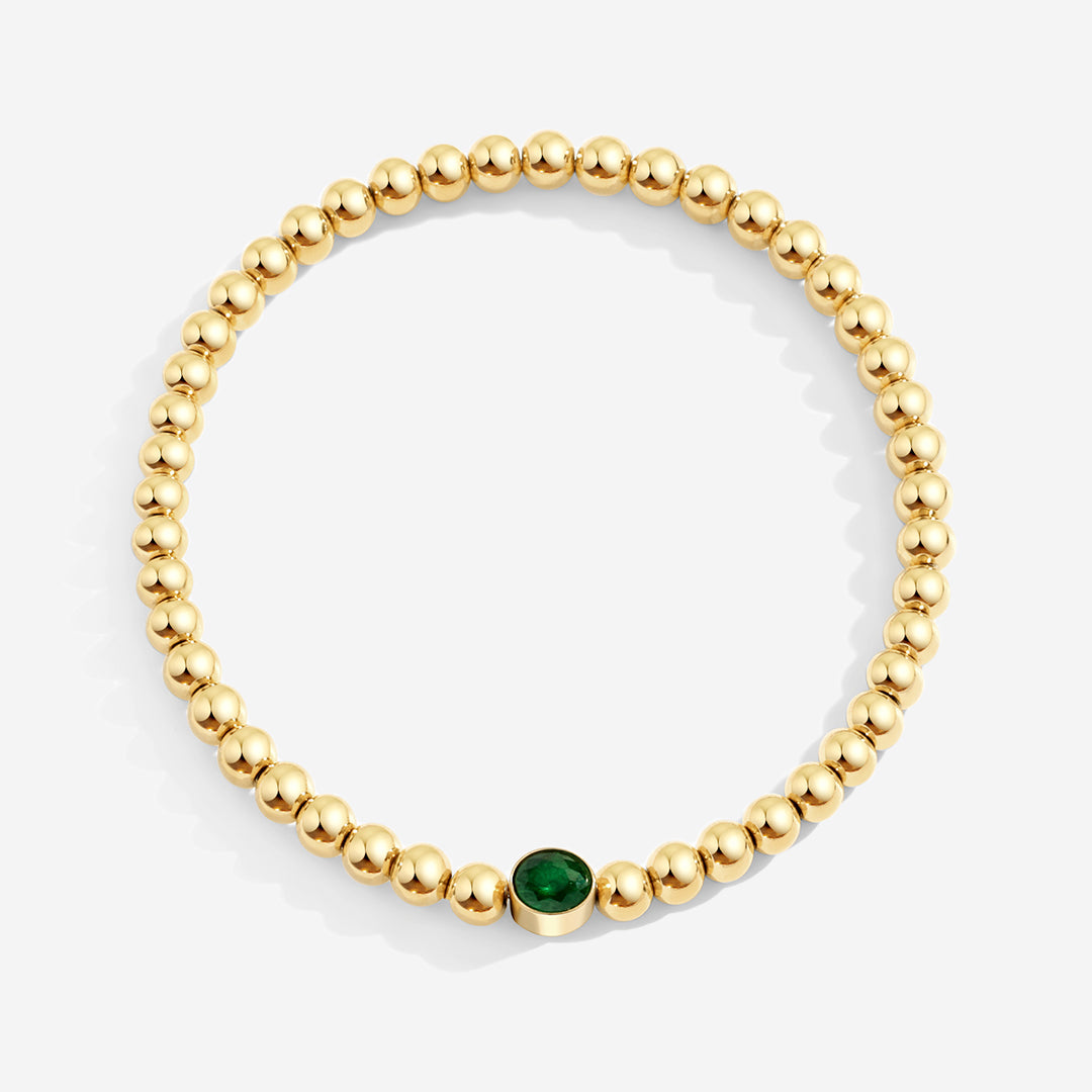 Vergoldetes Perlenarmband mit Geburtsstein