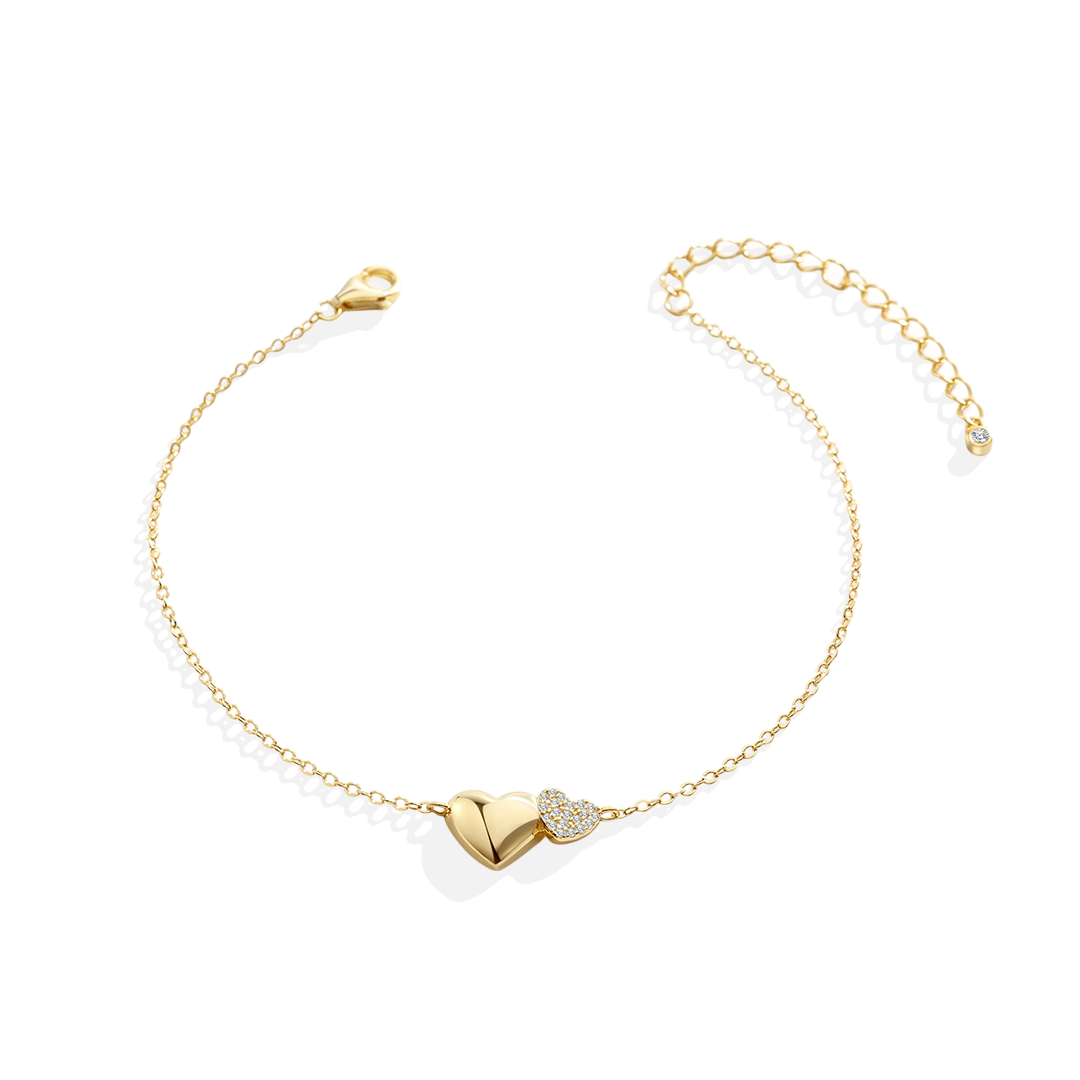 Gold Heart Pavé Bracelet — Vanny Jewels
