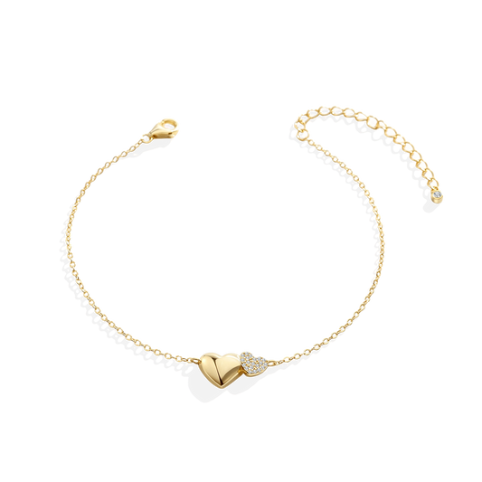 Gold Heart Pavé Bracelet — Vanny Jewels