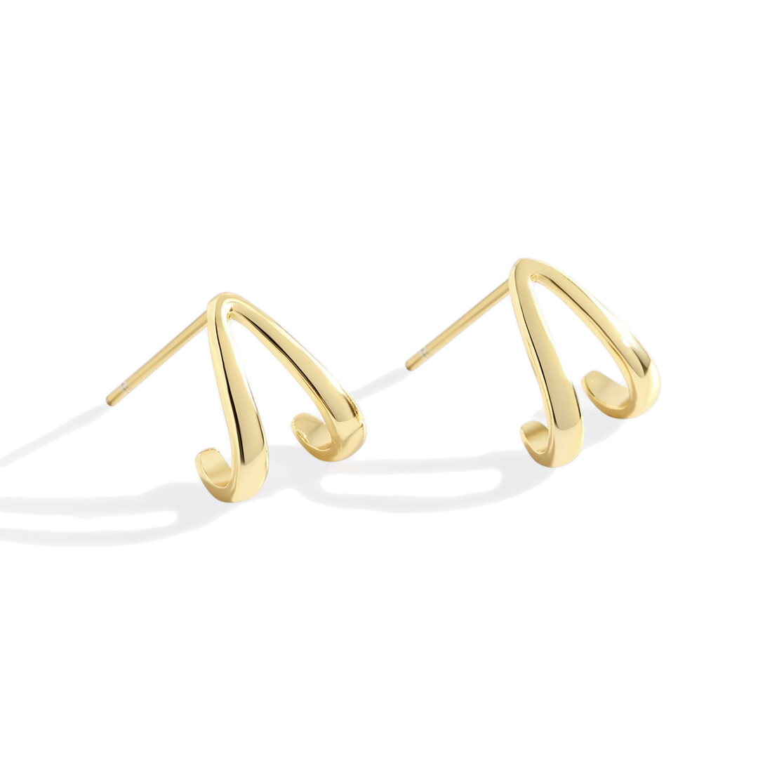 Gold Wishbone Huggie Earrings — Vanny Jewels