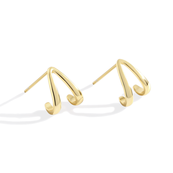 Gold Wishbone Huggie Earrings — Vanny Jewels