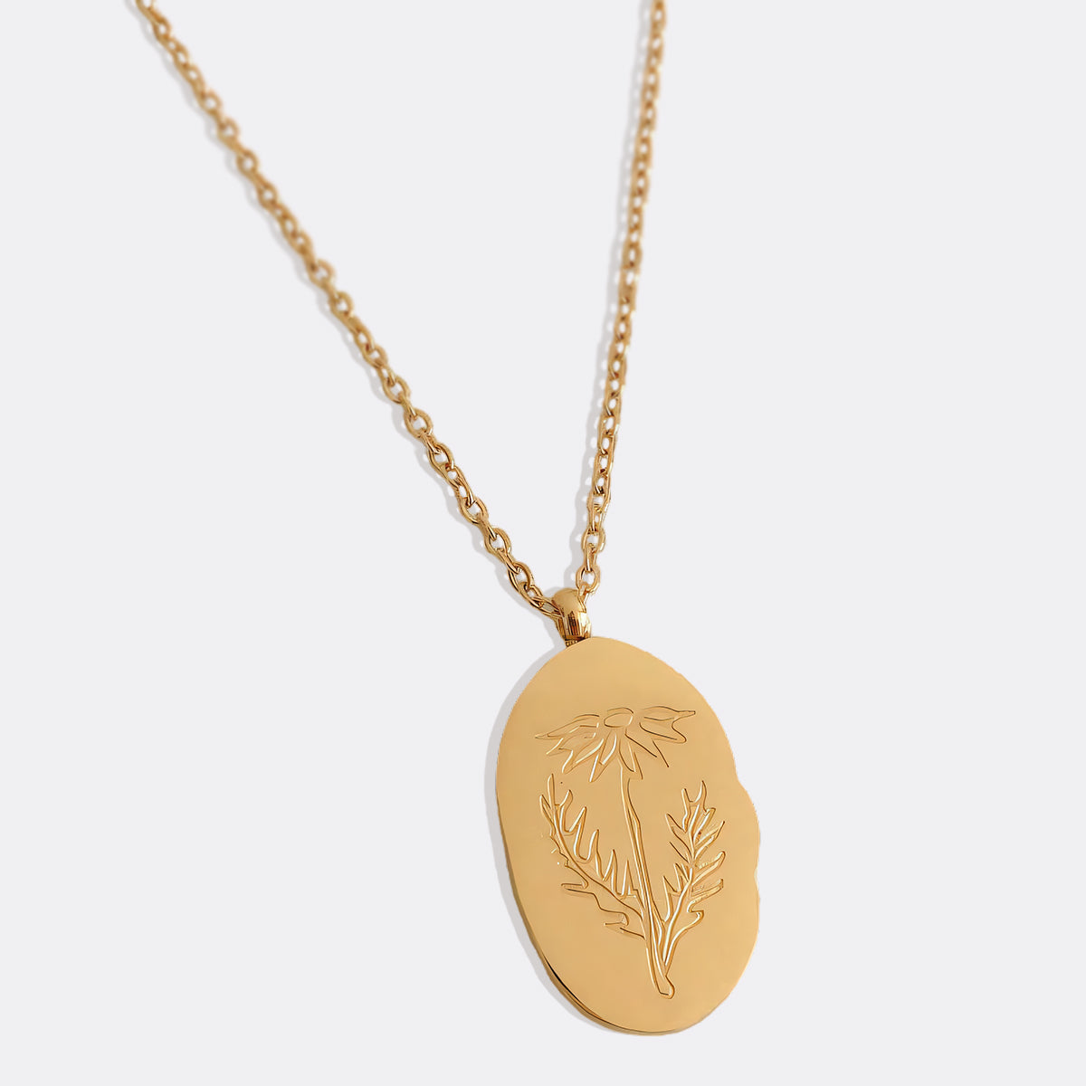 Gold Birth Flower Pendant Necklace with April birthstone
