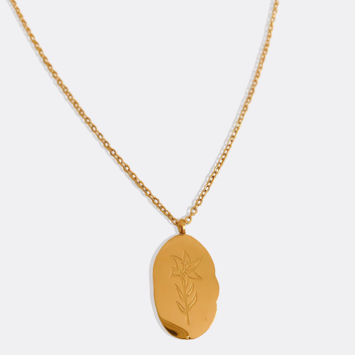 Gold Birth Flower Pendant Necklace with December birthstone