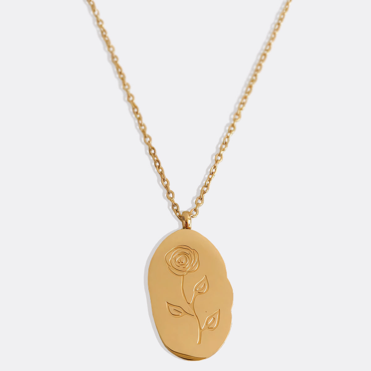 Gold Birth Flower Pendant Necklace with June birthstone