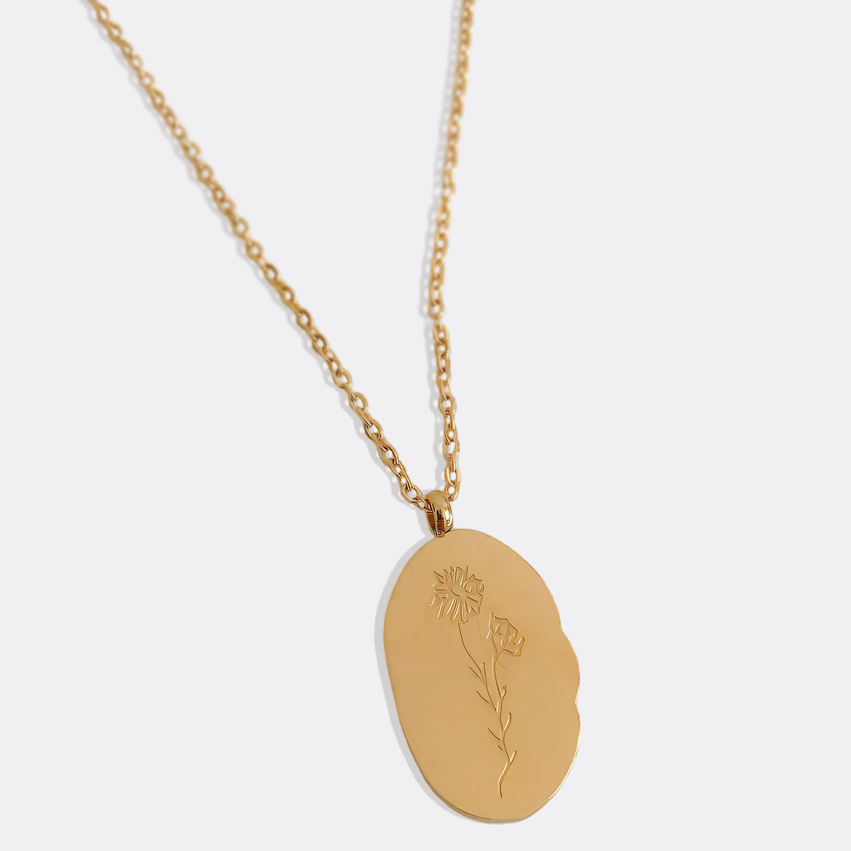 Gold Birth Flower Pendant Necklace with October birthstone