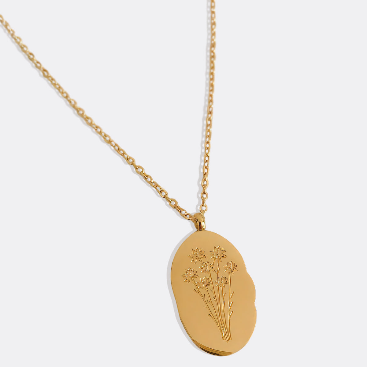 Gold Birth Flower Pendant Necklace with September birthstone