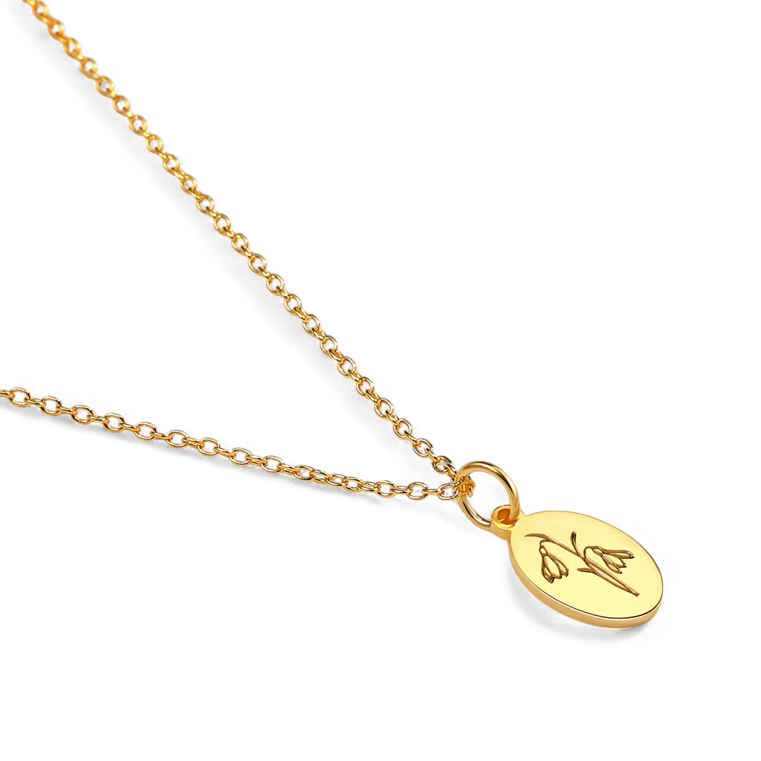 Gold Vermeil Tiny Birth Flower Necklace — Vanny Jewels