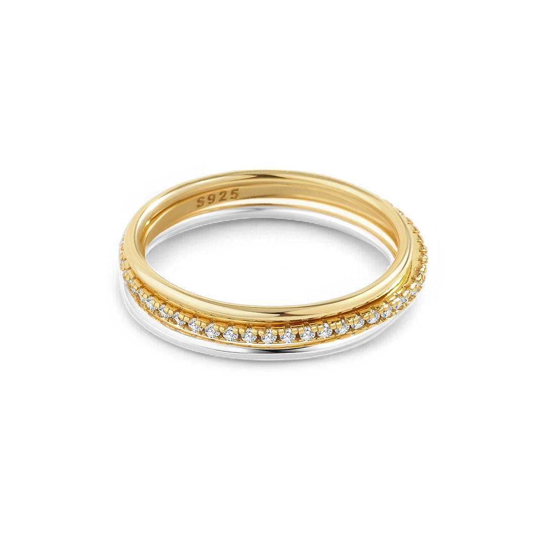 Gold and Silver Stacking Ring Set in 925 sterling silver