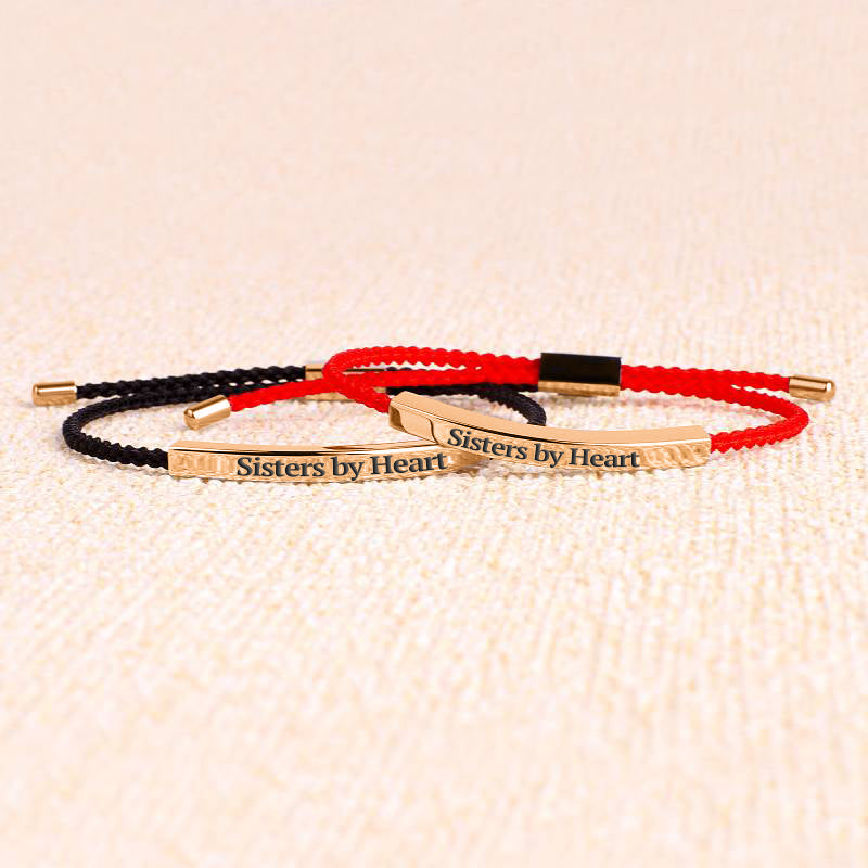 Not Sisters By Blood But Sisters By Heart Inspire Bracelet in rose gold tone