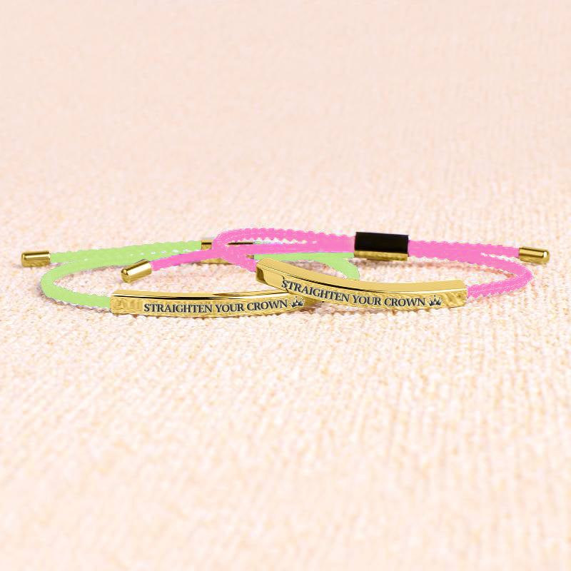 Remember Who You Are and Straighten Your Crown Inspire Bracelet in gold tone