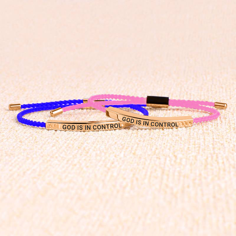 God Is In Control Inspire Bracelet in rose gold tone