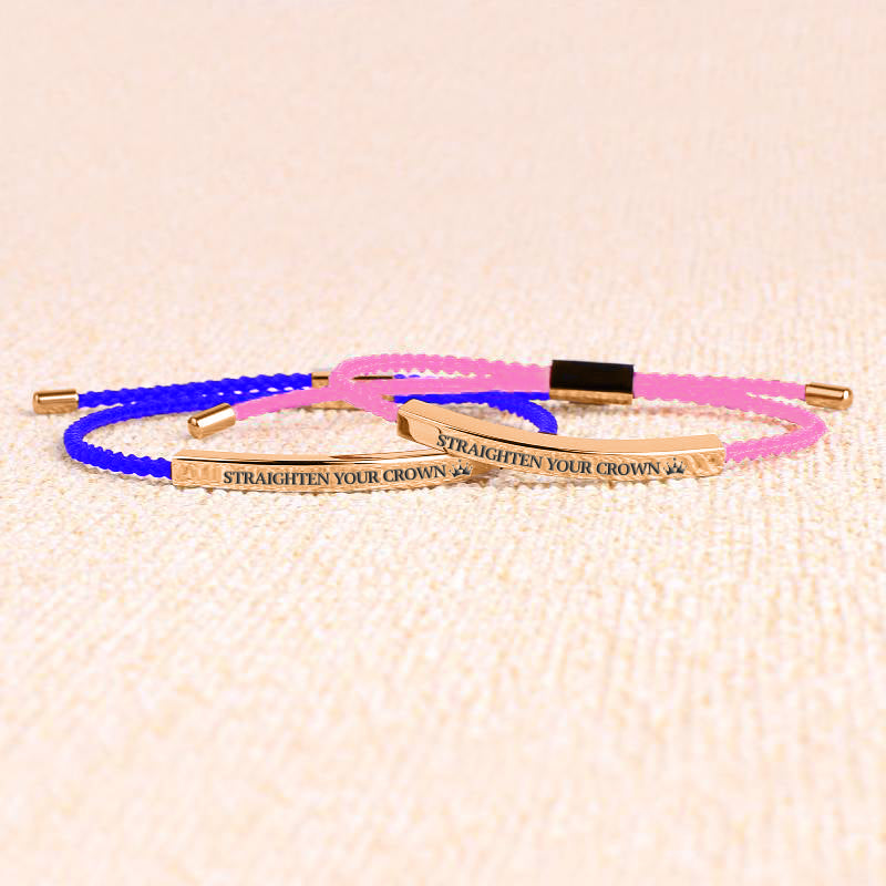 Remember Who You Are and Straighten Your Crown Inspire Bracelet in rose gold tone