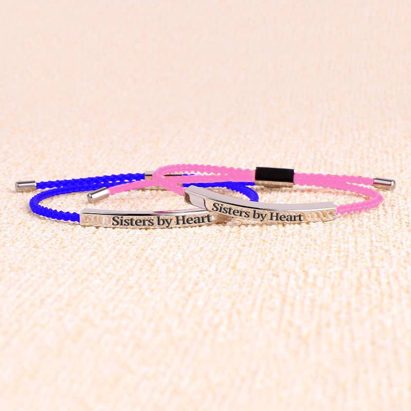 Not Sisters By Blood But Sisters By Heart Inspire Bracelet in 925 sterling silver
