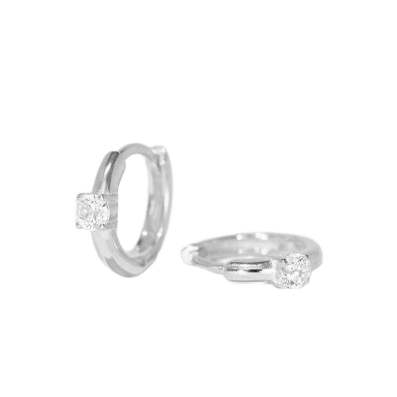 Orecchini a cerchio Huggie delicati con pietra singola