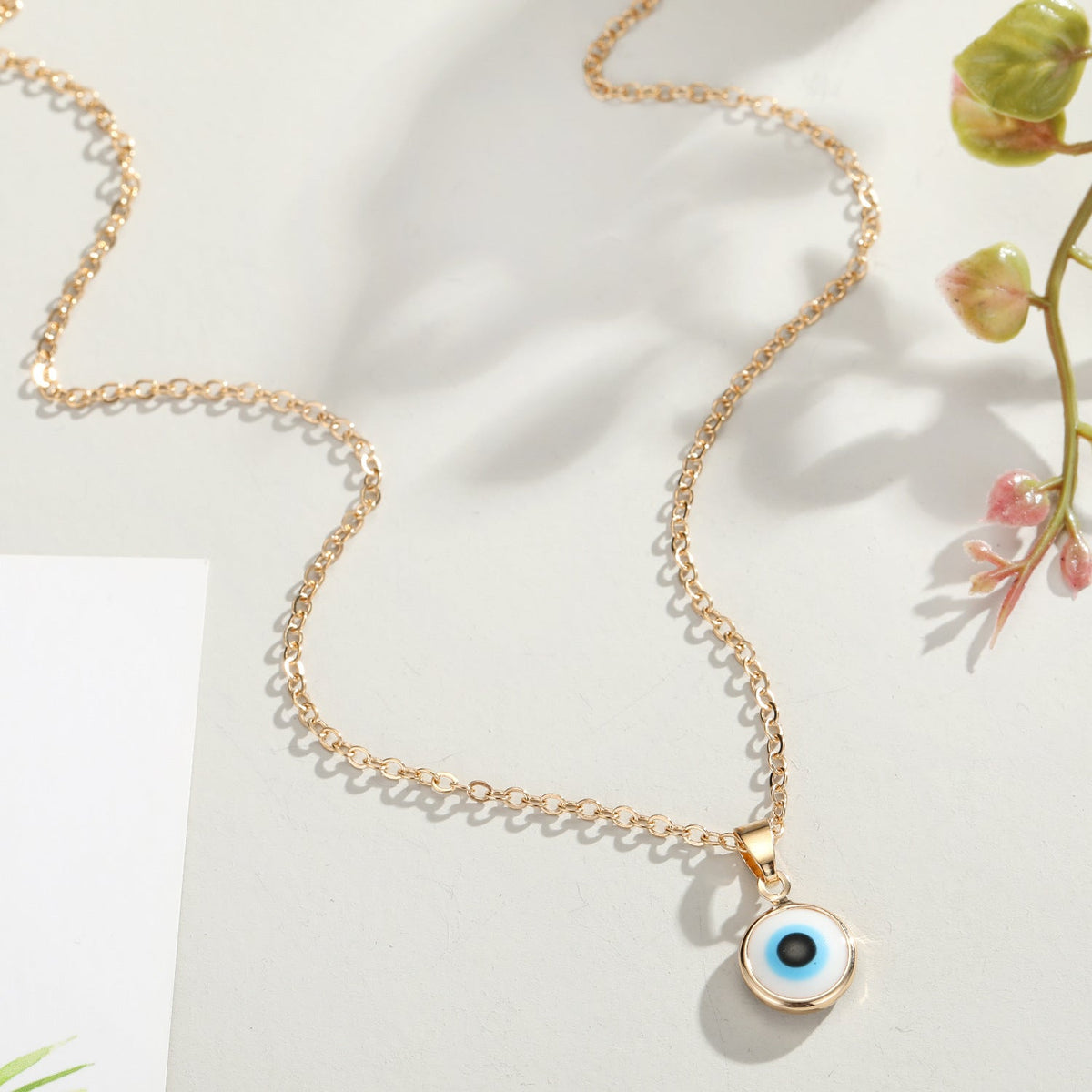 Zierliche Boho Evil Eye Charm Halskette
