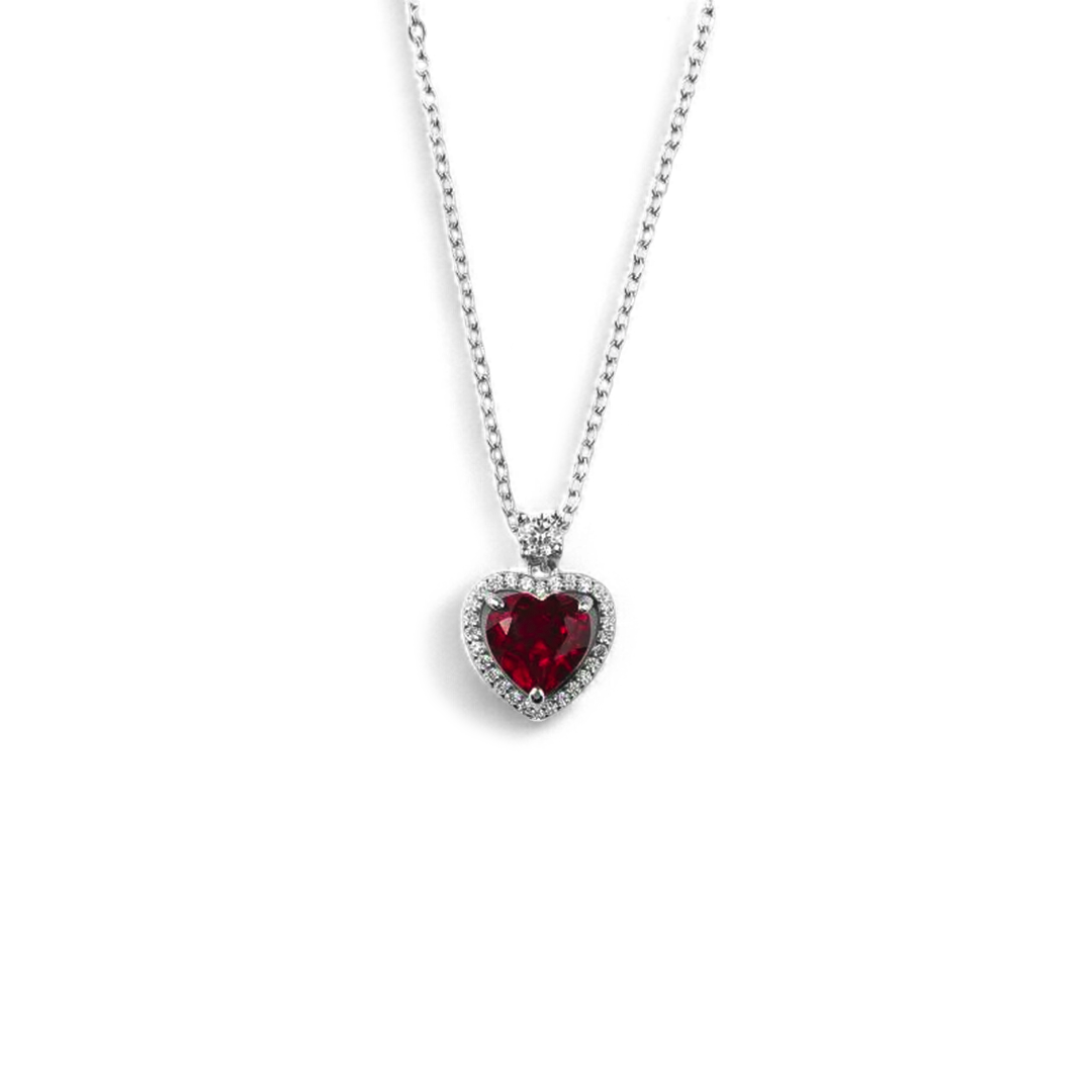 Halo Heart Gemstone Necklace in 925 Sterling Silver — Vanny Jewels