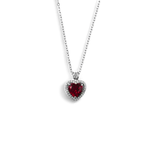 Halo Heart Gemstone Necklace in 925 Sterling Silver — Vanny Jewels