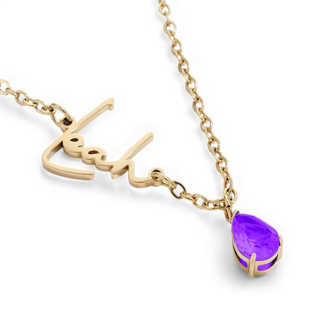 Handmade Birthstone Name Necklace with June birthstone