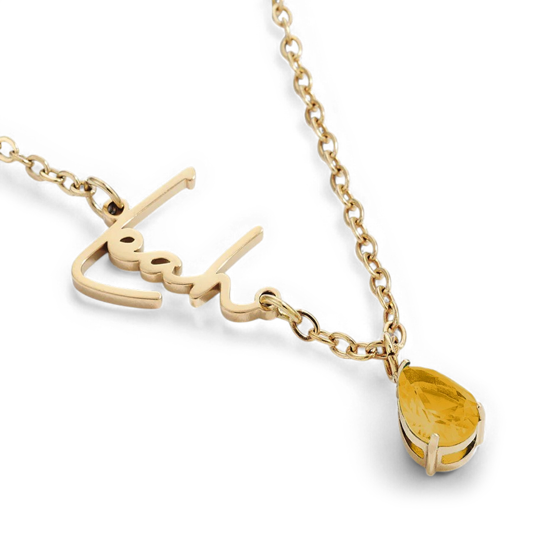 Handmade Birthstone Name Necklace with November birthstone