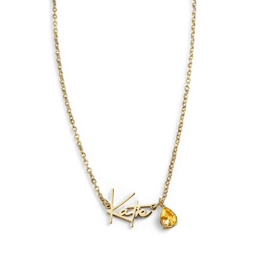Handmade Birthstone Name Necklace with November birthstone
