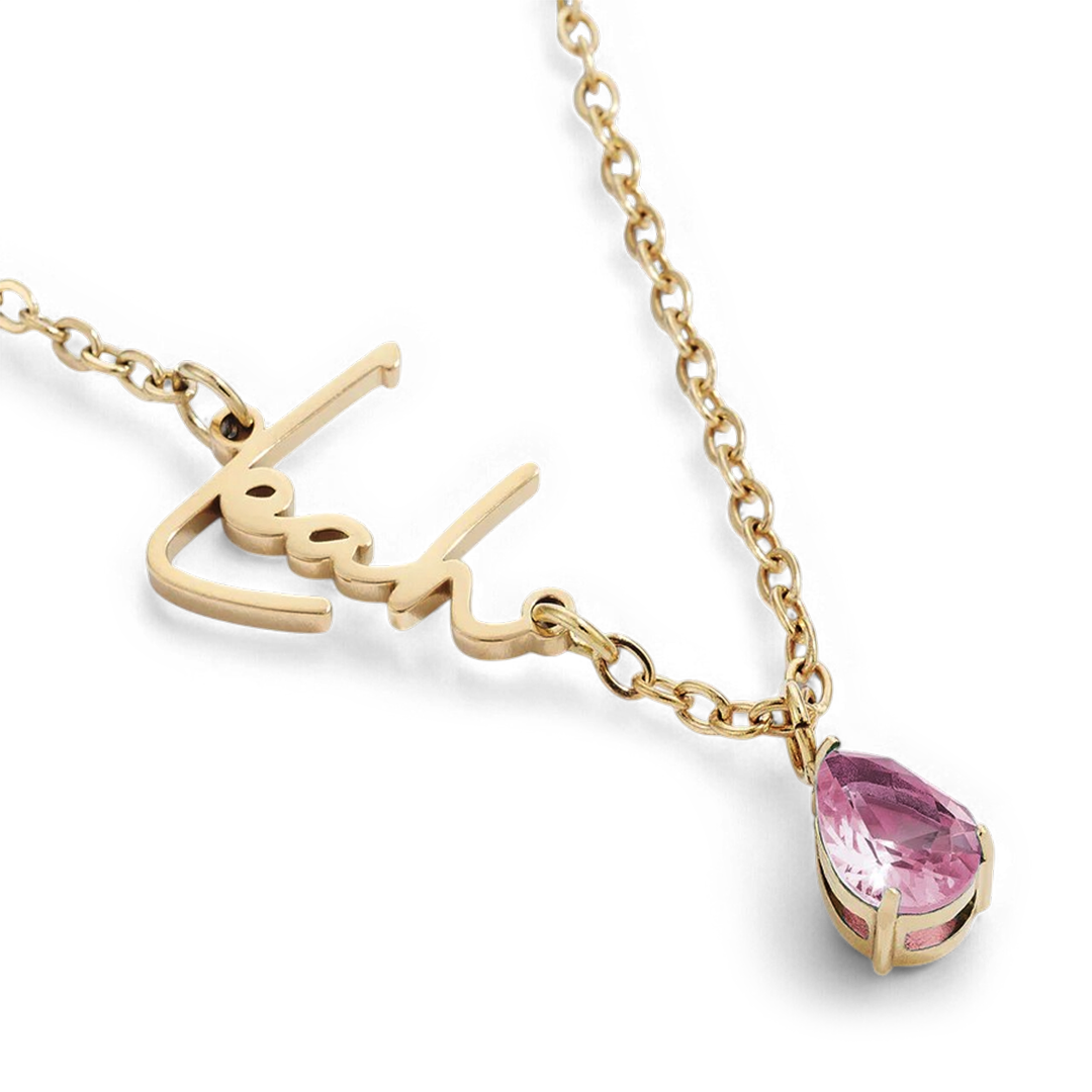 Handmade Birthstone Name Necklace with October birthstone