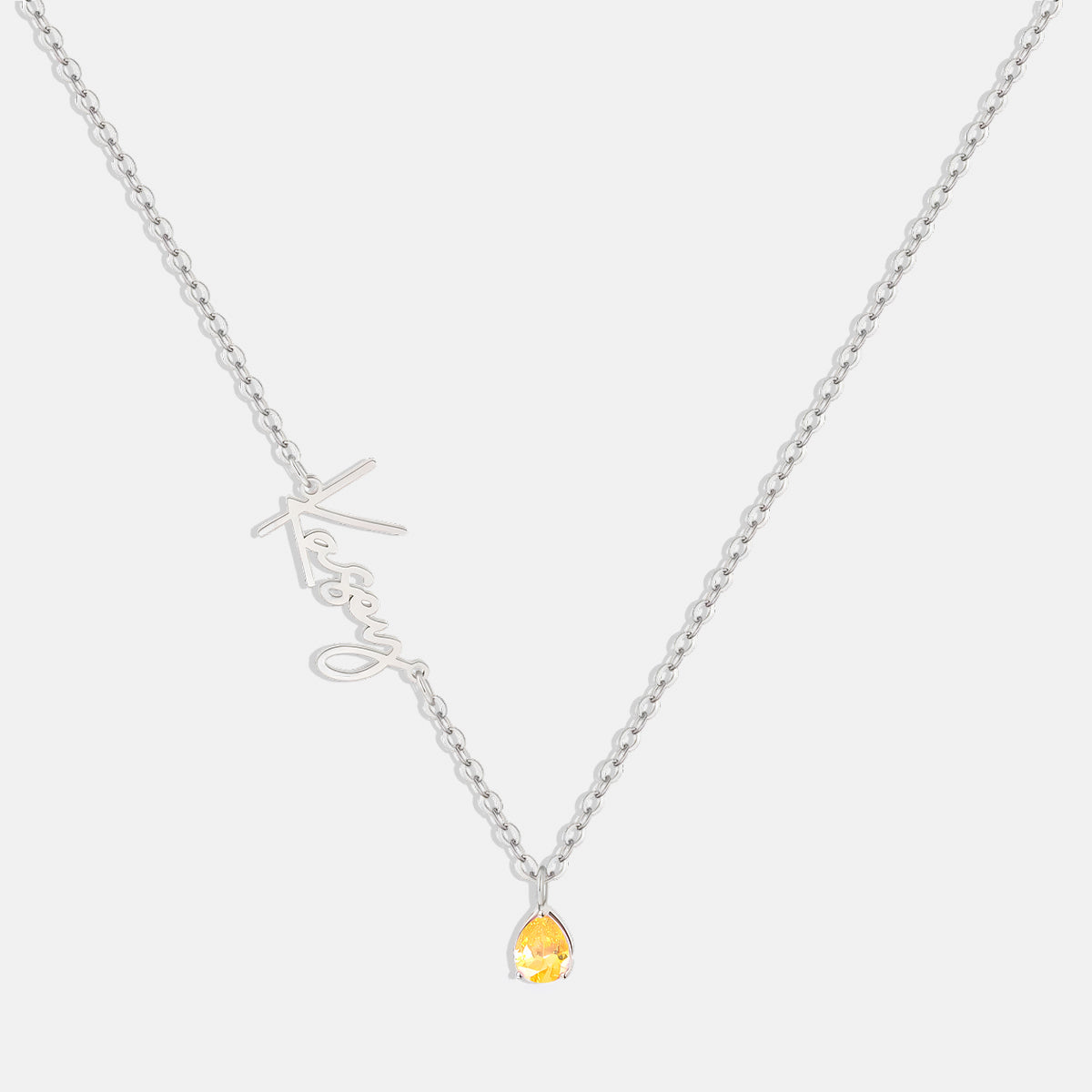Handmade Birthstone Name Necklace in 925 sterling silver with November birthstone