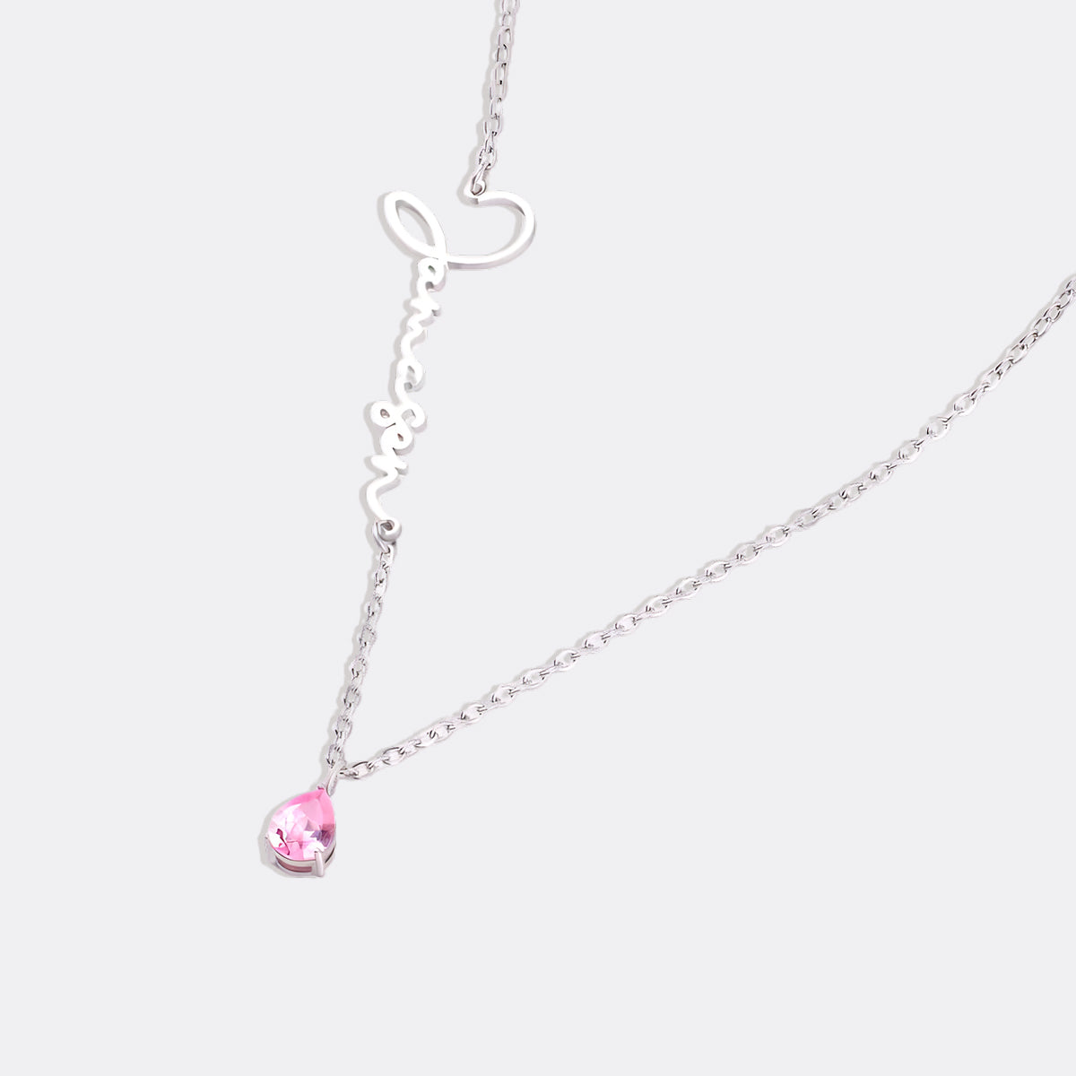 Handmade Birthstone Name Necklace in 925 sterling silver with October birthstone