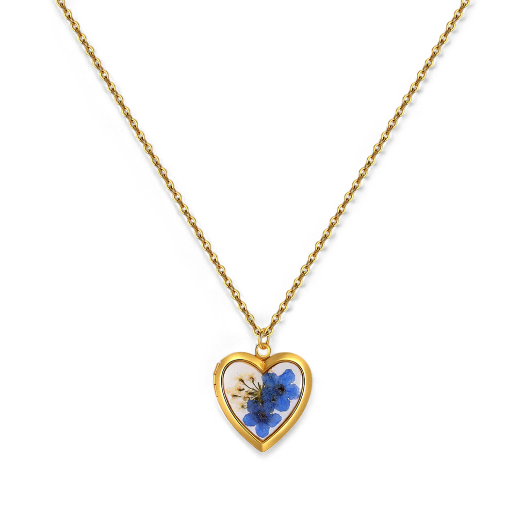Handmade Pressed Flower Photo Heart Locket necklace — Vanny Jewels