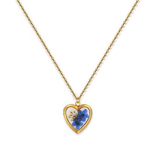 Handmade Pressed Flower Photo Heart Locket necklace — Vanny Jewels