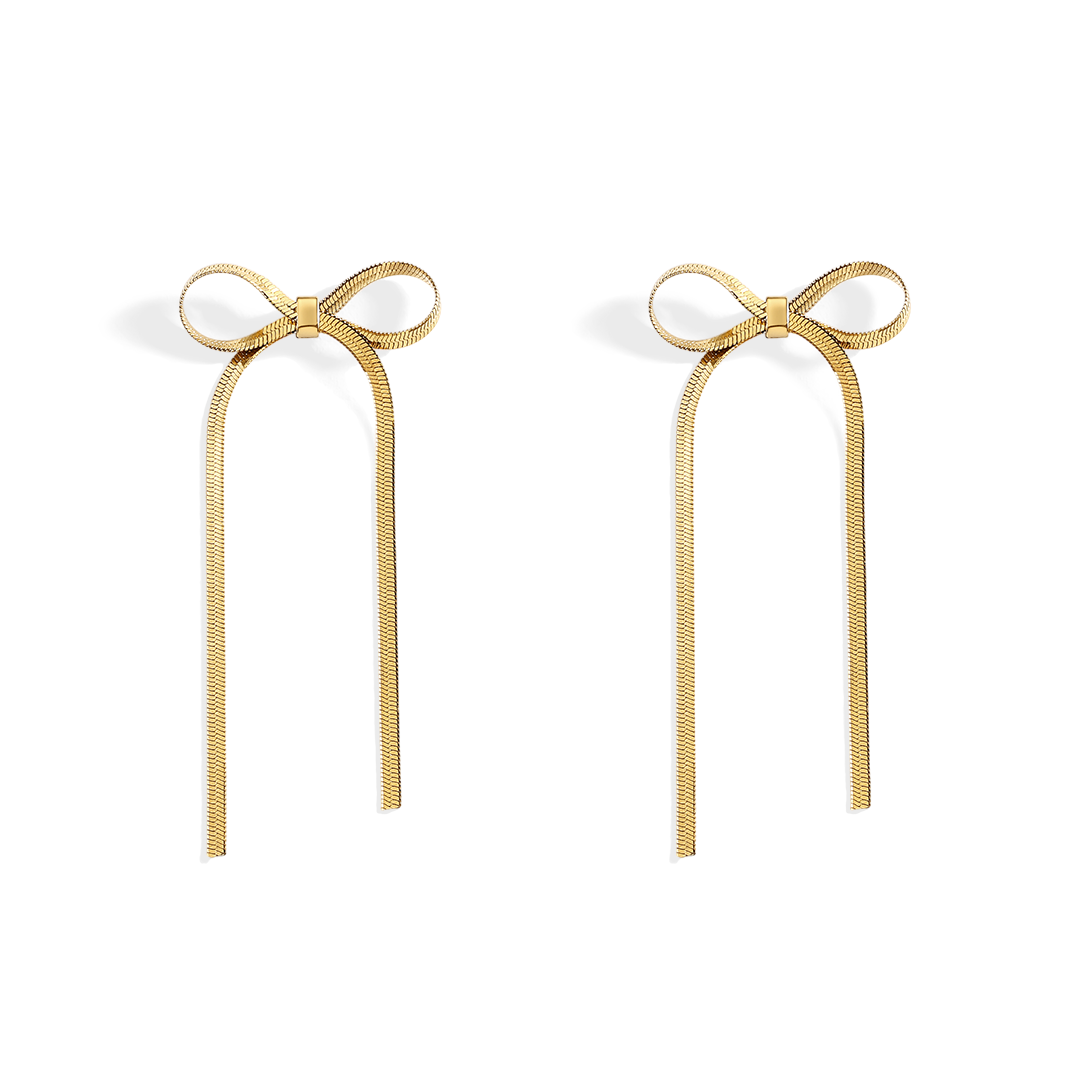 Herringbone Bow Earrings — Vanny Jewels