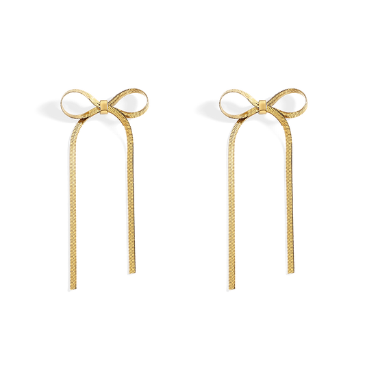 Herringbone Bow Earrings — Vanny Jewels