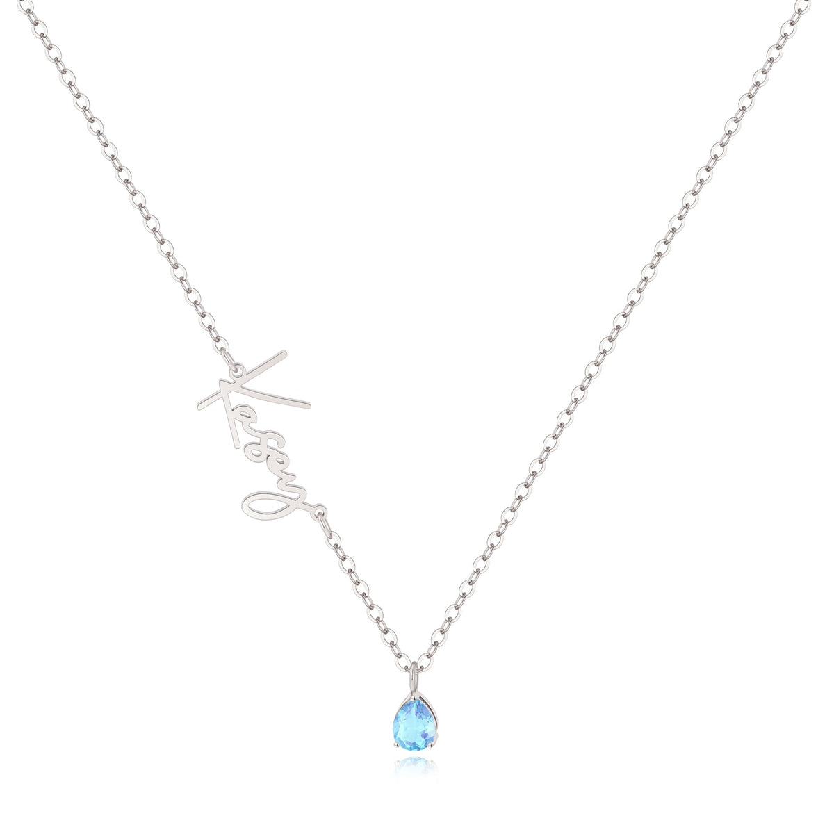 Handmade Birthstone Name Necklace in 925 sterling silver