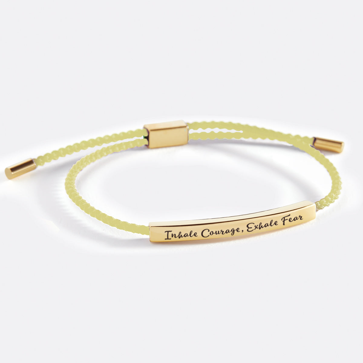 Inhale Courage, Exhale Fear Inspire Bracelet in gold tone