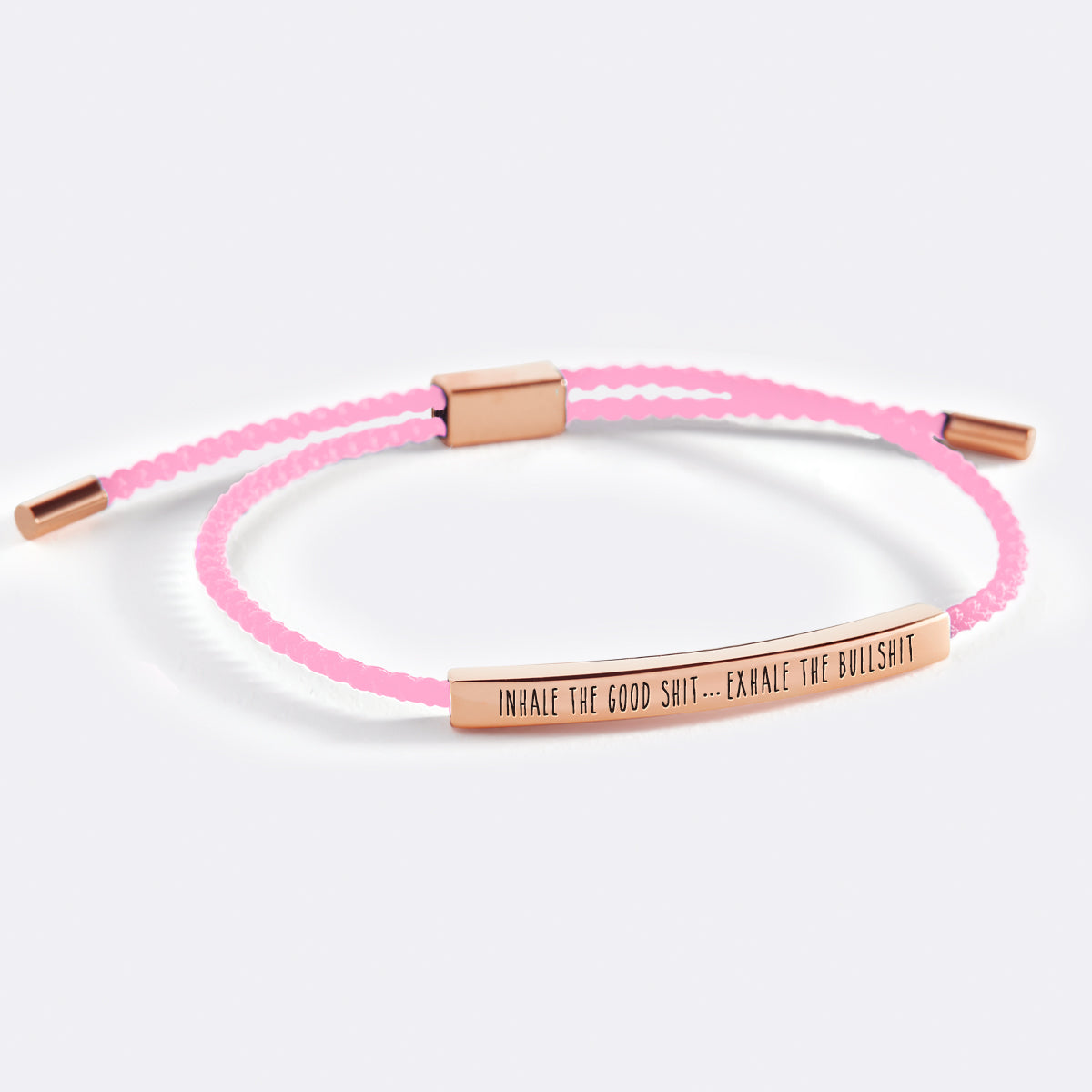 Inhale The Good Shit...Exhale The Bullshit Inspire Bracelet in rose gold tone