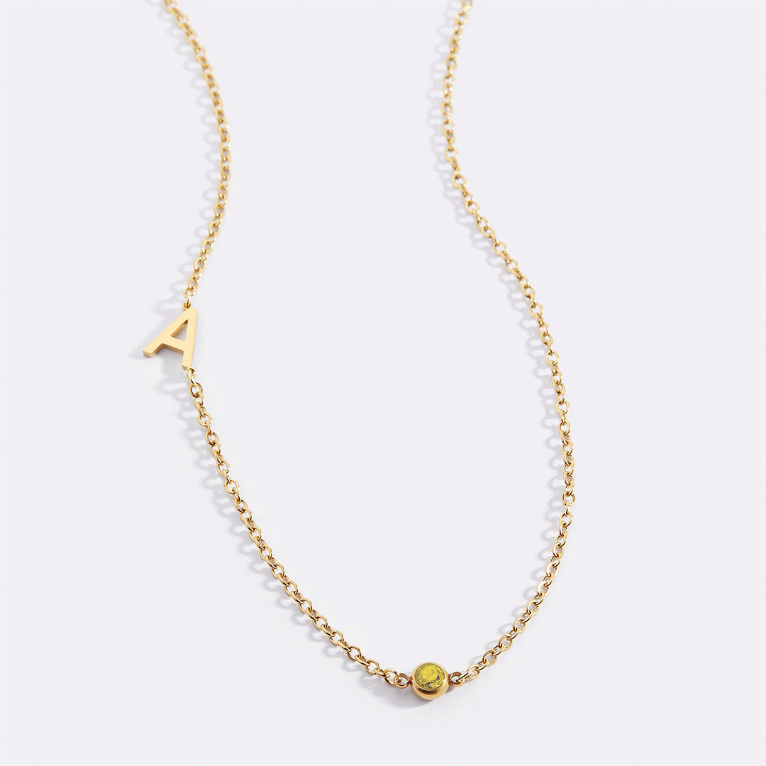 Initial Necklace with Birthstone Accent with November birthstone