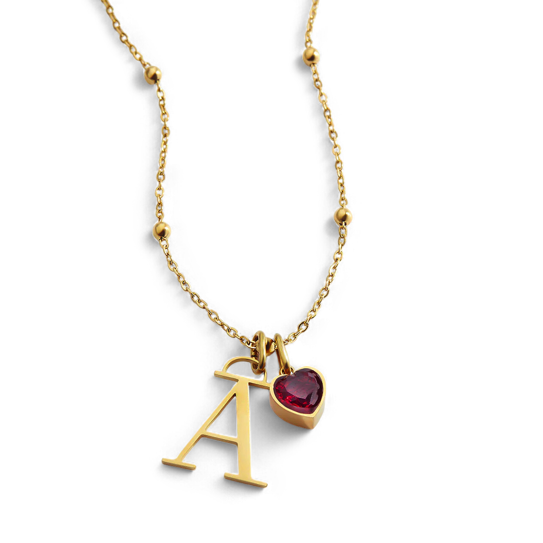 Droplet Birthstone & Initial Necklace — Vanny Jewels