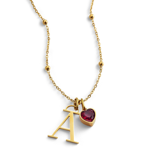 Droplet Birthstone & Initial Necklace — Vanny Jewels