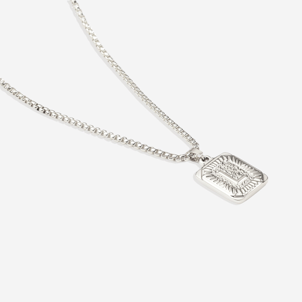 Initial Card Pendant Necklace with Rolo Chain in 925 sterling silver