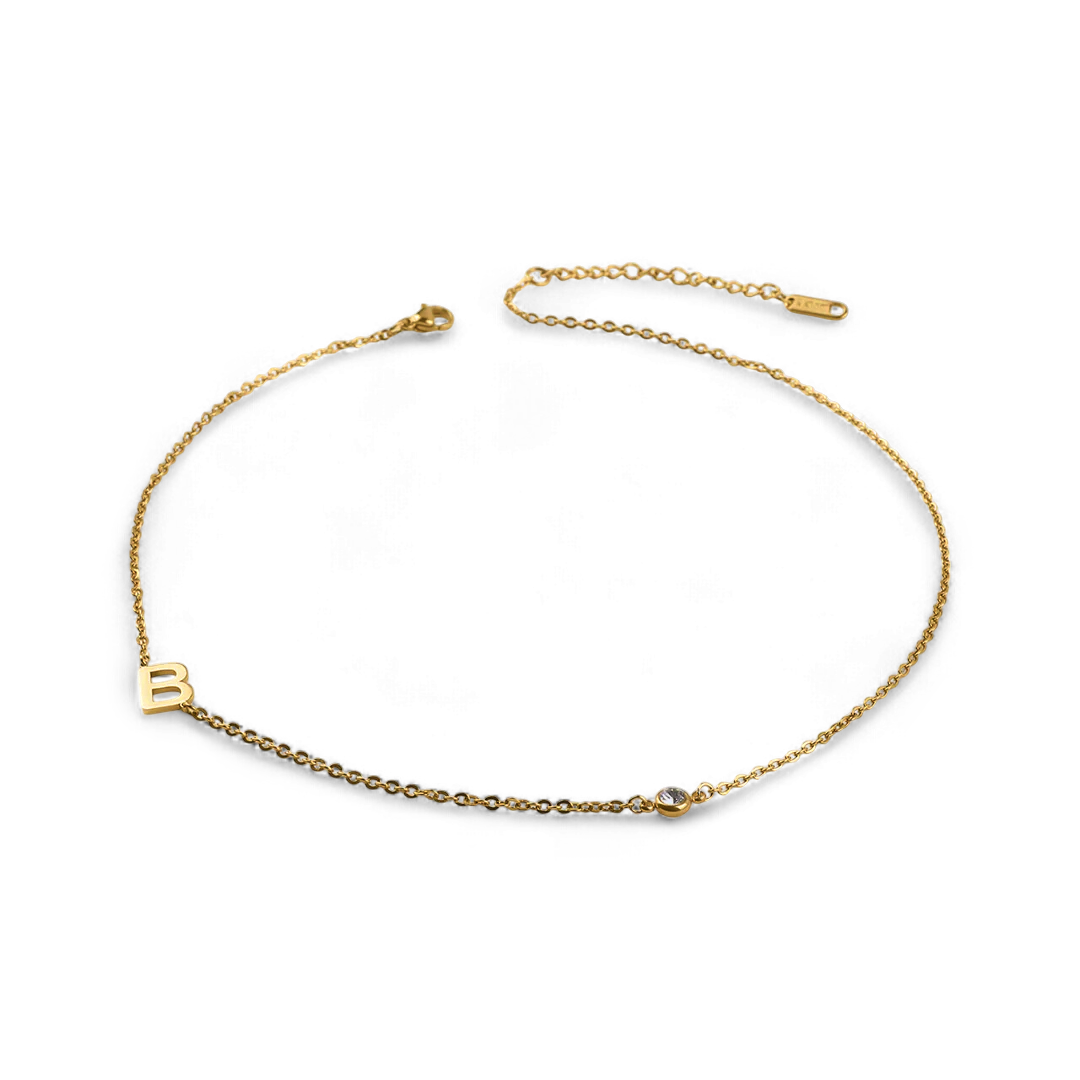 Initial Necklace with Diamond Accent — Vanny Jewels