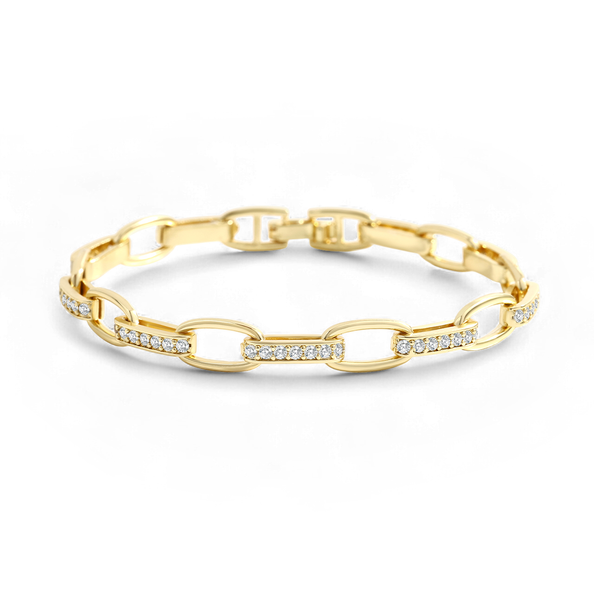 Interlinked Diamond Paperclip Bracelet — Vanny Jewels