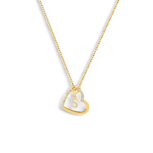 Interlocking Diamond Initial Pave Heart Necklace — Vanny Jewels