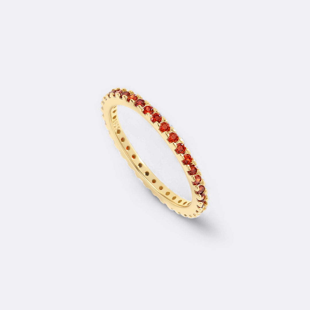 January Birthstone Eternity Stacking Ring in gold tone