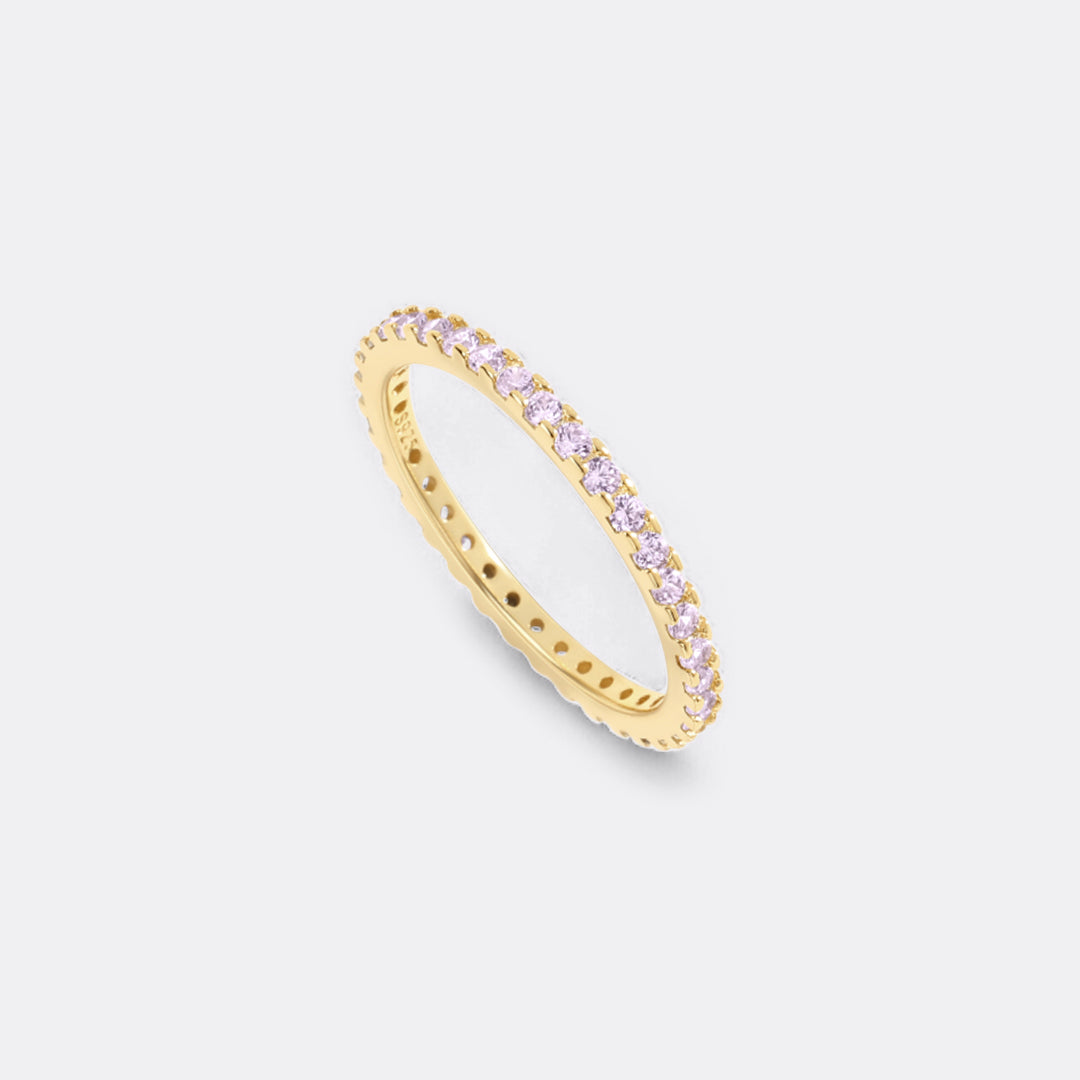 June Birthstone Eternity Stacking Ring in gold tone