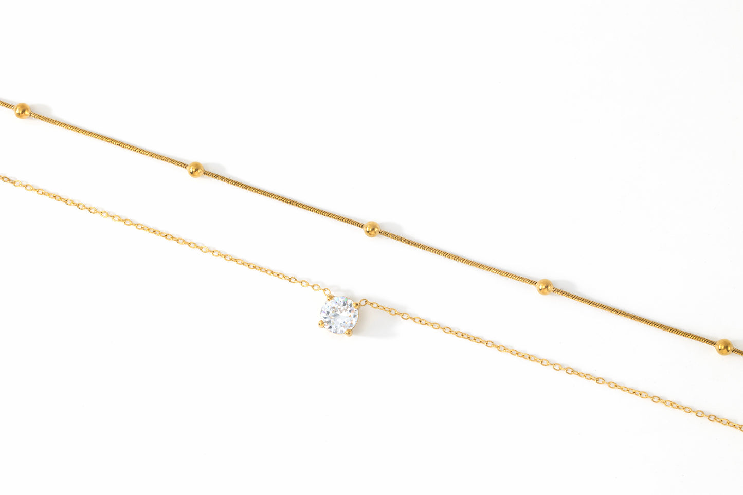 Layered Double Chain Necklace, flat lay detail