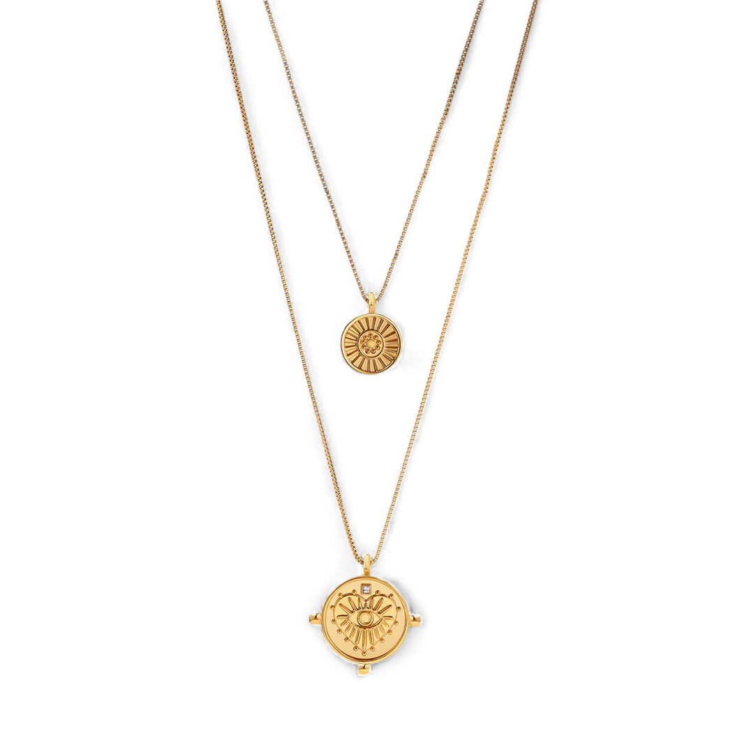 Layered Evil Eye Coin Necklace — Vanny Jewels
