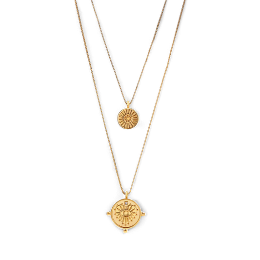 Layered Evil Eye Coin Necklace — Vanny Jewels