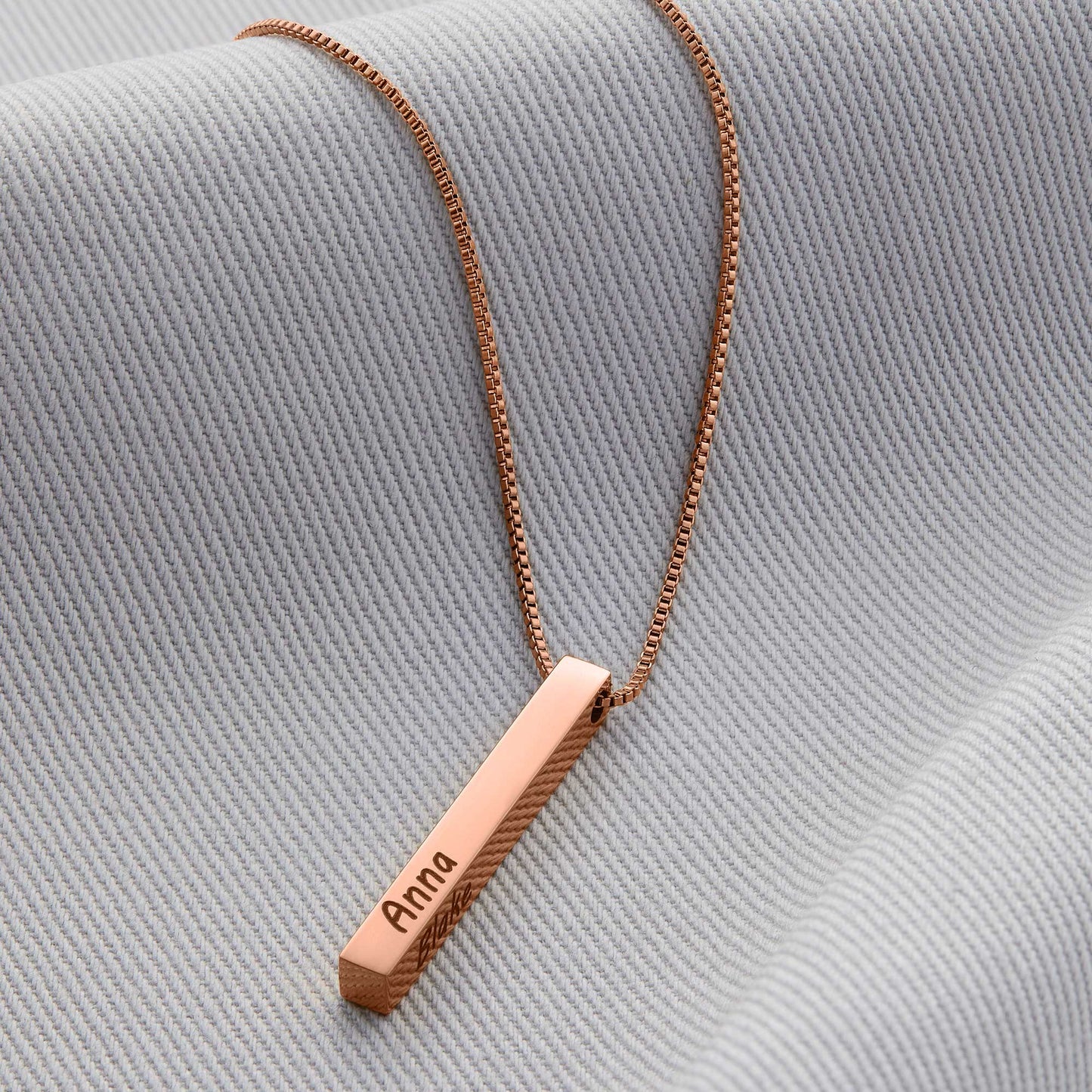 Muse Pillar Bar Necklace in rose gold tone