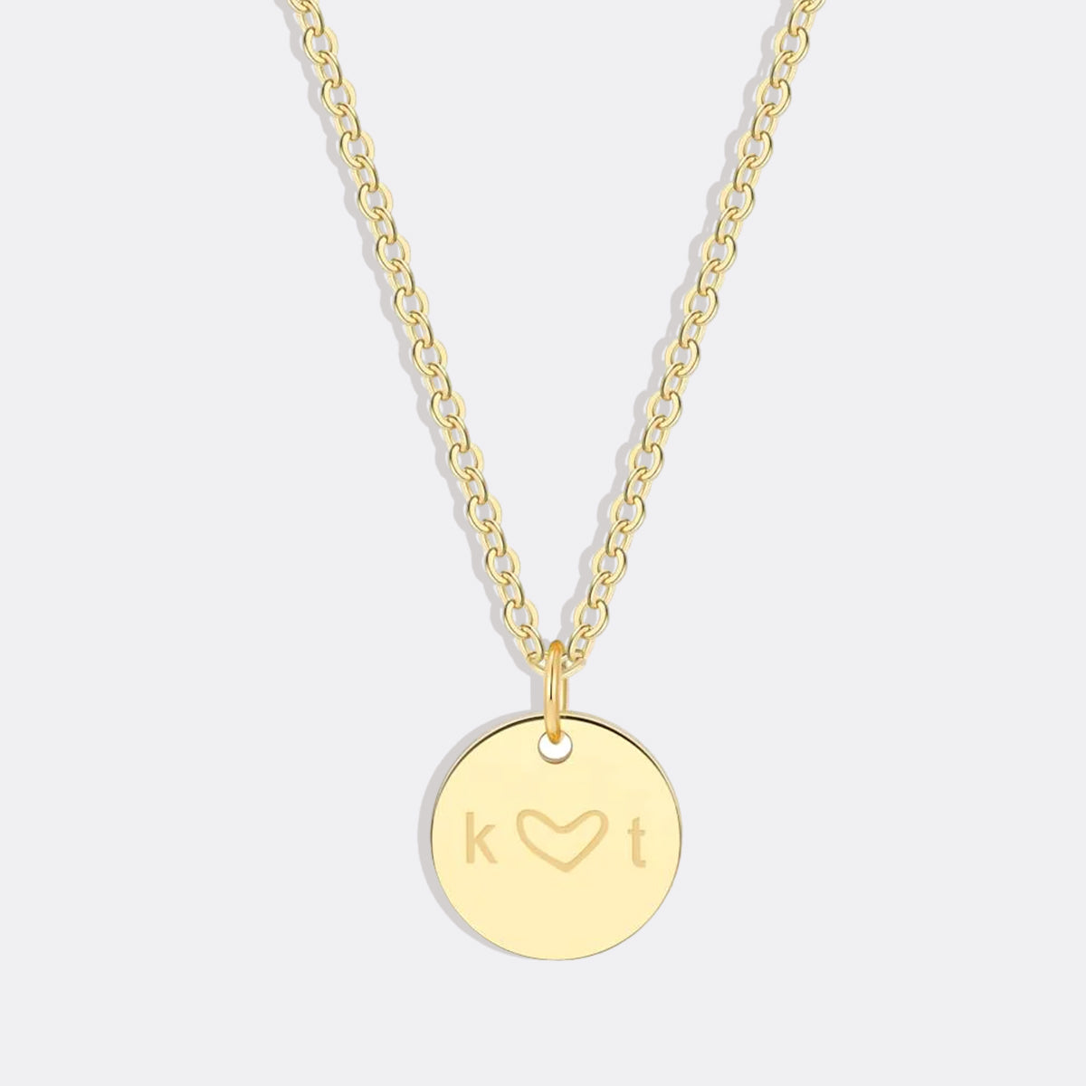 Love Disc Initial Necklace in gold tone
