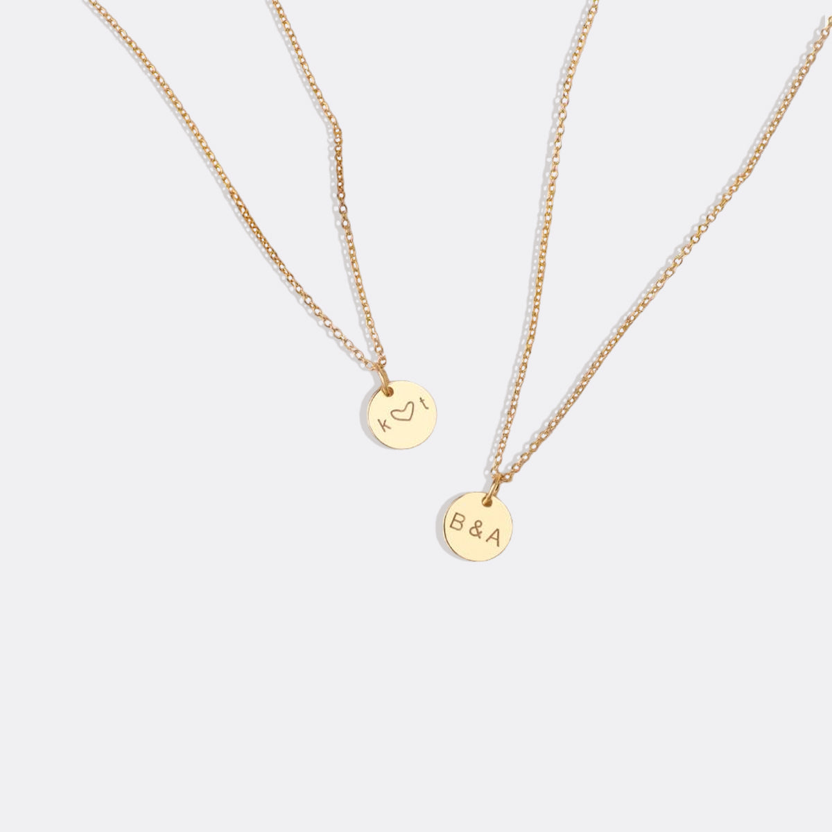 Love Disc Initial Necklace in gold tone